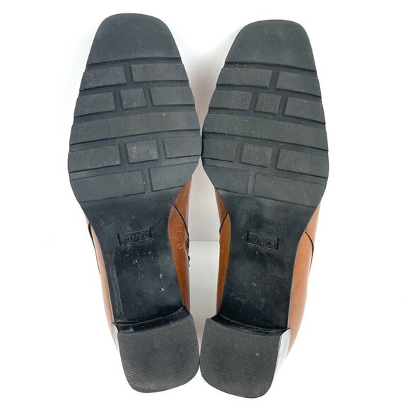 Santana Canada Ankle Boot 9 Brown Leather Square Toe Zip Up Bootie Shoes - Picture 8 of 10